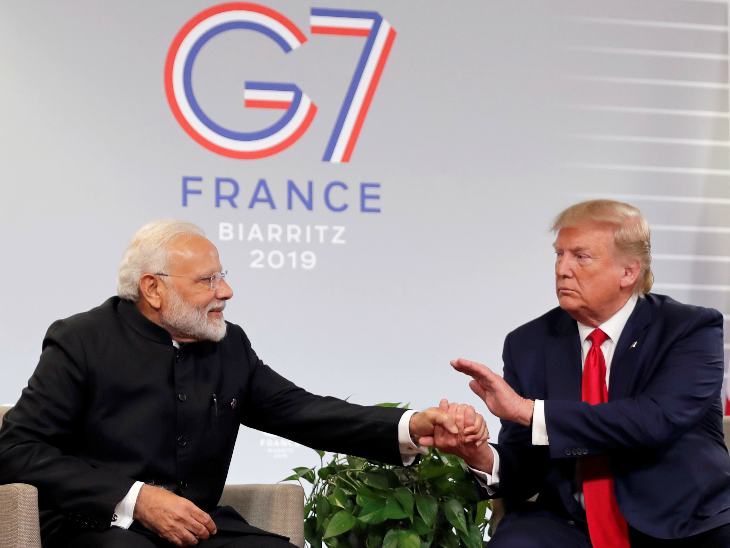 Indian PM Modi meets US President Donald Trump at G7