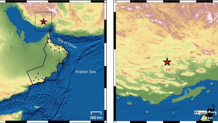 Earthquake reported 196 km from Khasab in Oman