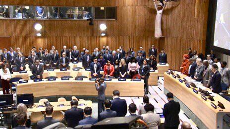 الجمعية العامة للأمم المتحدة تقف دقيقة حدادًا على وفاة المغفور له السلطان قابوس