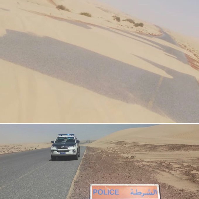 الشرطة تحذر من وجود "كثبان رملية" على طريق نيابة الأشخرة