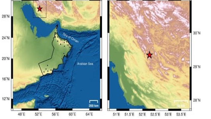 Earthquake in Iran, over 500 km away from Oman