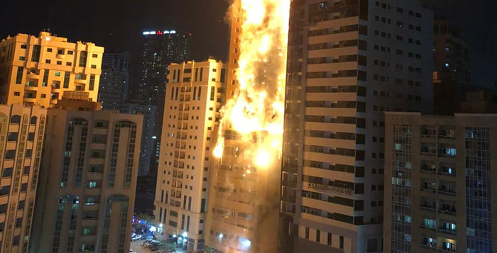 12 injured in massive fire at residential tower in Sharjah