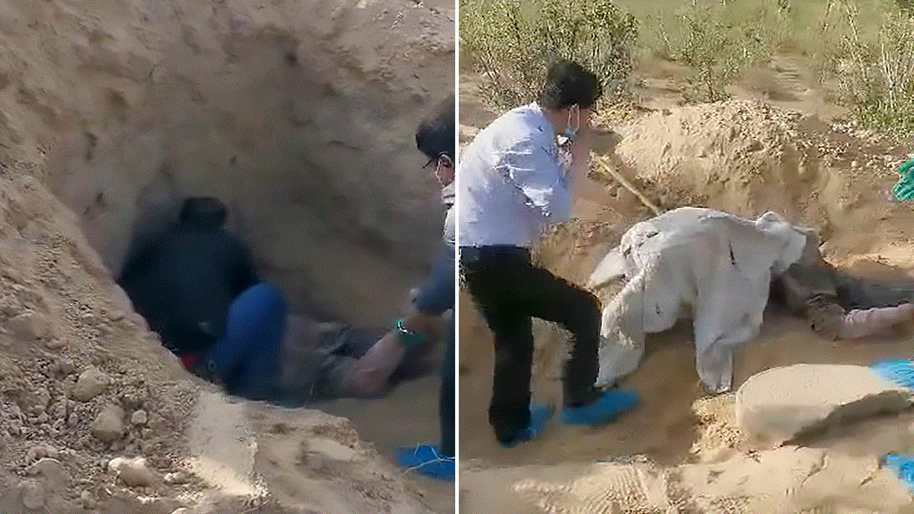 شاهد.. صيني يدفن أمه المعاقة حية والشرطة تنقذها بعد 3 أيام