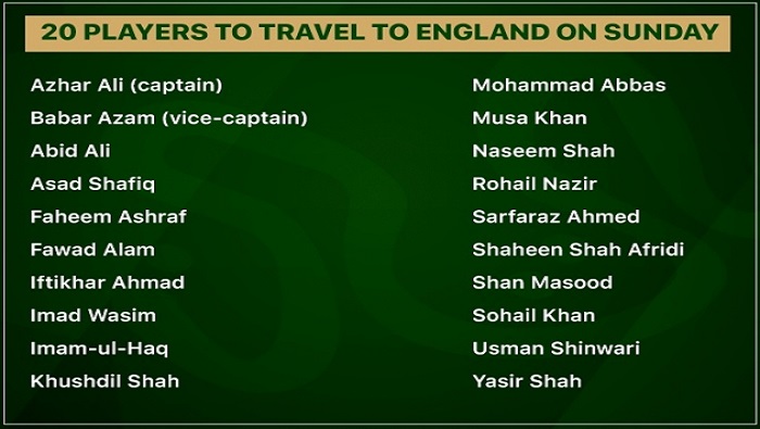 20 Pakistan cricket players to travel to Manchester