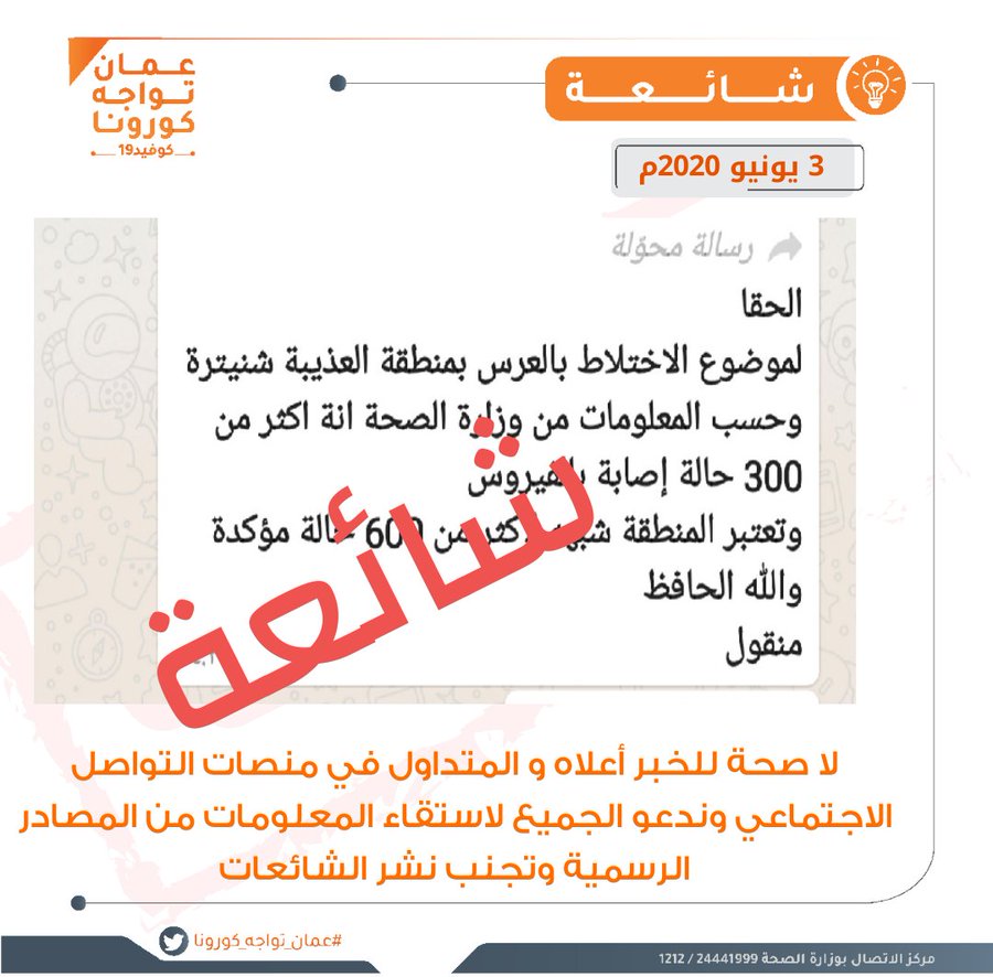 "عمان تواجه كورونا" ينفي إصابة 300 بكورونا في عرس