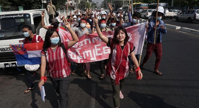 Anti-coup protests met with internet blackout in Myanmar