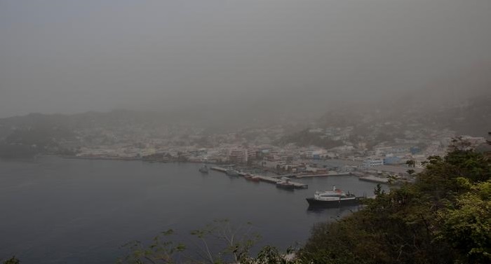 Thick ash covers Caribbean island after volcanic eruption