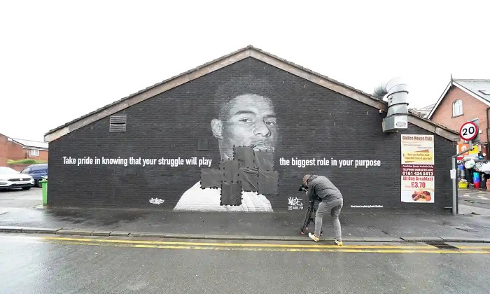 Rashford's mural vandalised in Manchester after England's Euro final loss