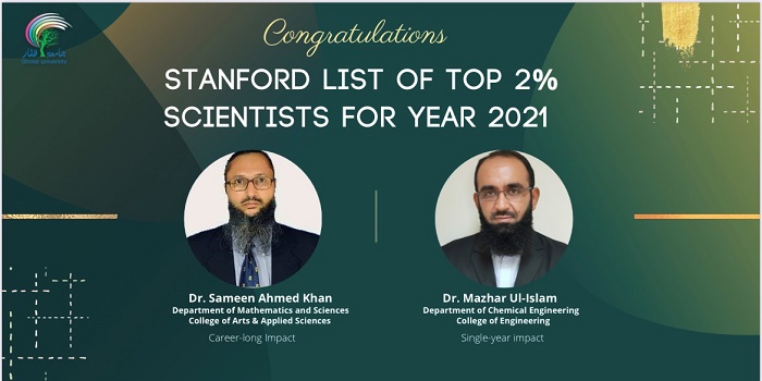 Two Dhofar University faculty members selected among top 2% scientists of world