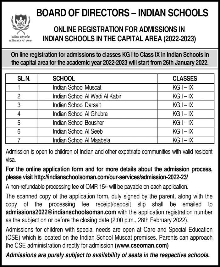 online-registration-for-admission-to-indian-schools-to-begin-soon