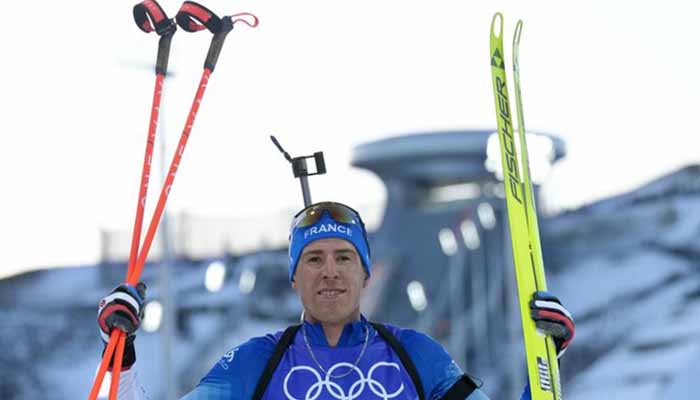 Quentin Fillon Maillet of France wns gold in 20km individual biathlon