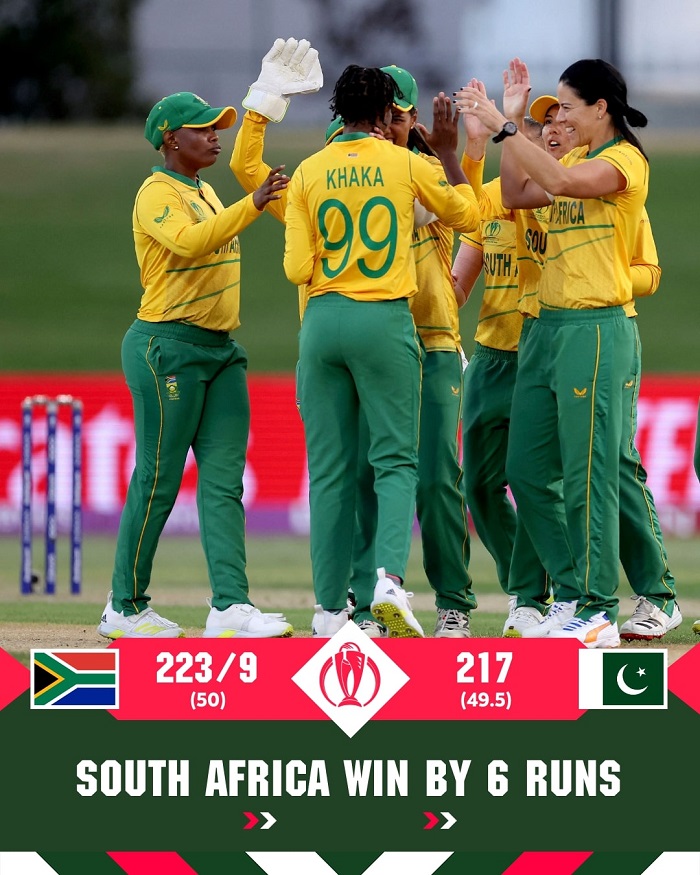 ICC Women's World Cup 2022: South Africa beats Pakistan by six runs in last-over thriller