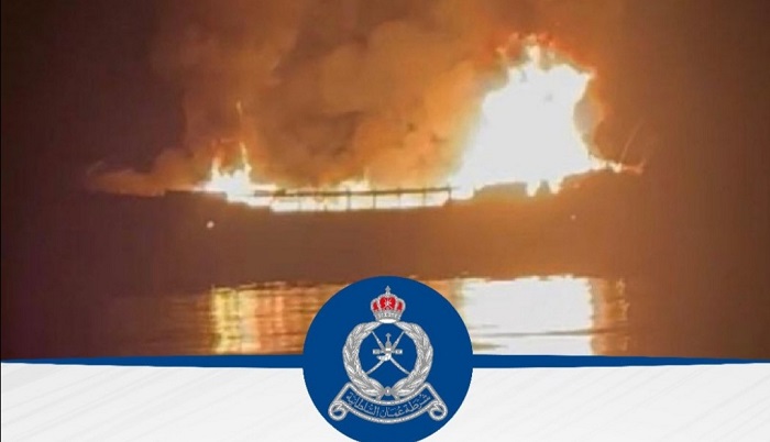 Police search for missing crew members after boat catches fire