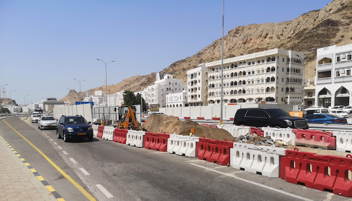 Two lanes of this road closed for traffic in Muscat