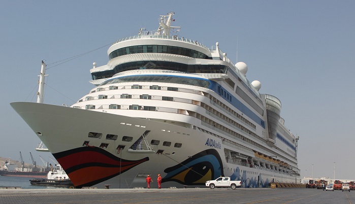 Italian cruise ship 'AIDAbella' docks at Salalah Port