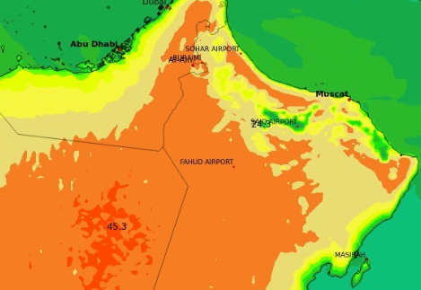Temperature nearing 50 degrees in Muscat and parts of Oman