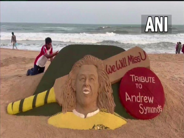 Sand artist Sudarsan Pattnaik pays tribute to Australian cricket legend Andrew Symonds