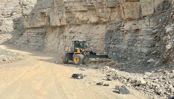 Rocks cleared on this road in Oman