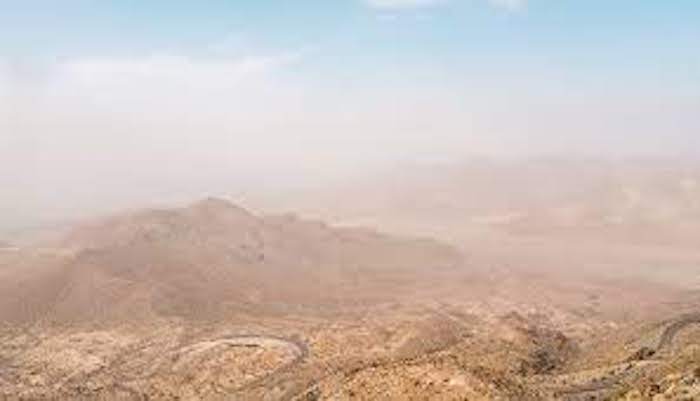 Beware of dust storms on this road in Oman