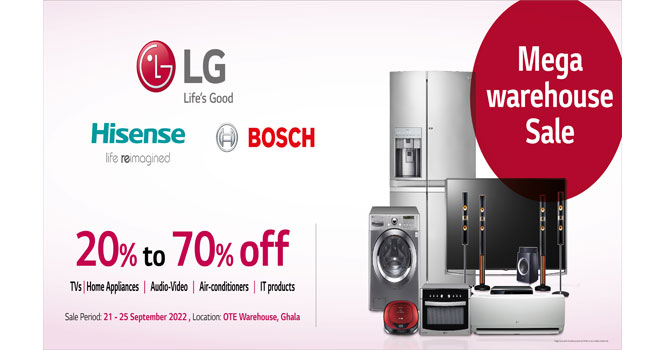 Bargain offers on leading electronics brands at OTE Mega Warehouse Sale
