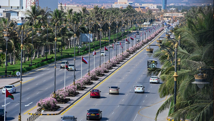 Salalah decorated with flags and lights for the 52nd National Day