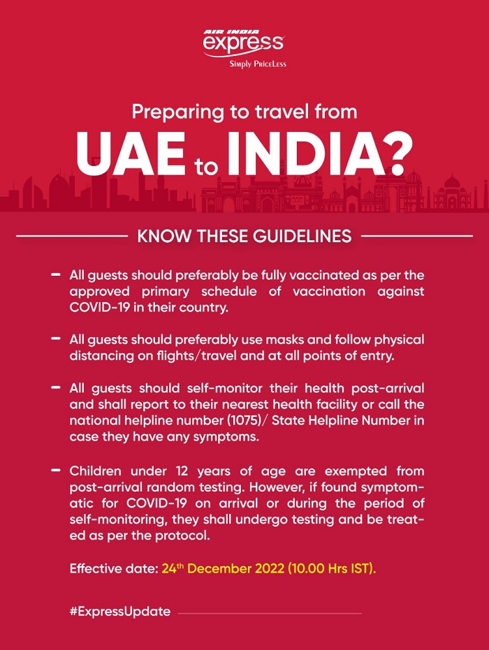 Here are the new Covid guidelines for travellers from UAE to India