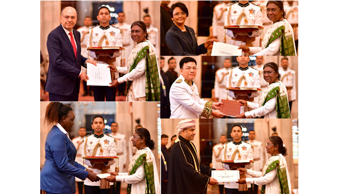 Envoys of five nations present credentials to Indian President Droupadi Murmu