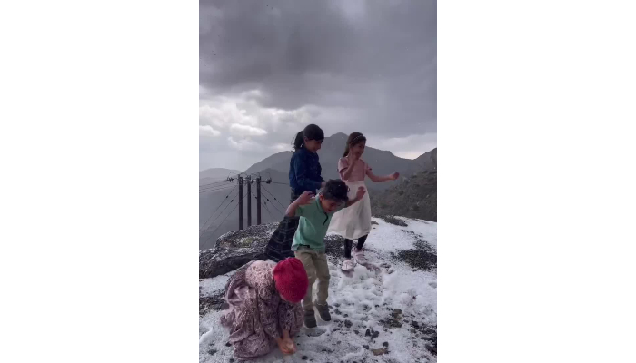 Hailstone covered mountains during summer make for a miraculous view in Oman