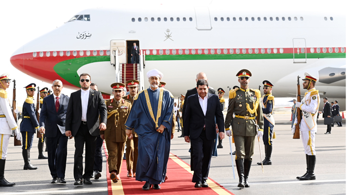 HM the Sultan arrives in Iran