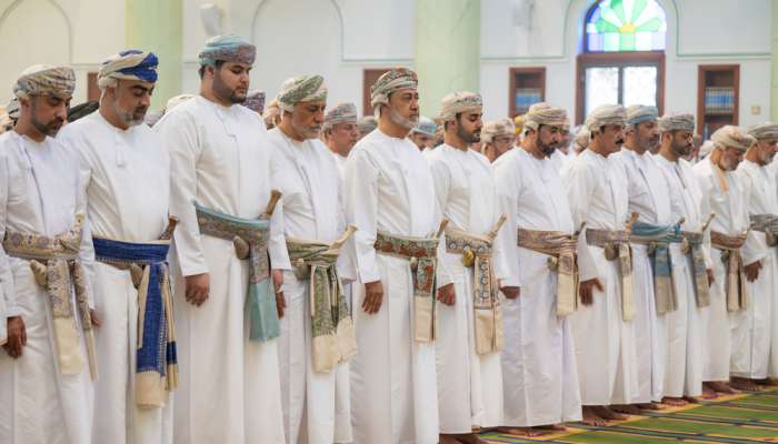 HM the Sultan offers Eid Al Adha prayers at Sayyid Tarik bin Taimour Mosque in Seeb