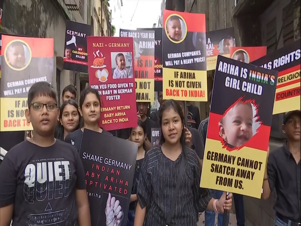 West Bengal: People protest outside German Consulate demanding repatriation of baby Ariha