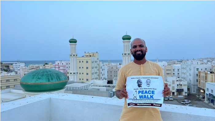 Indian peace walker achieves 50th nation milestone in Oman