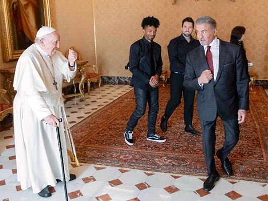Hollywood icon Sylvester Stallone meets Pope Francis in Vatican city
