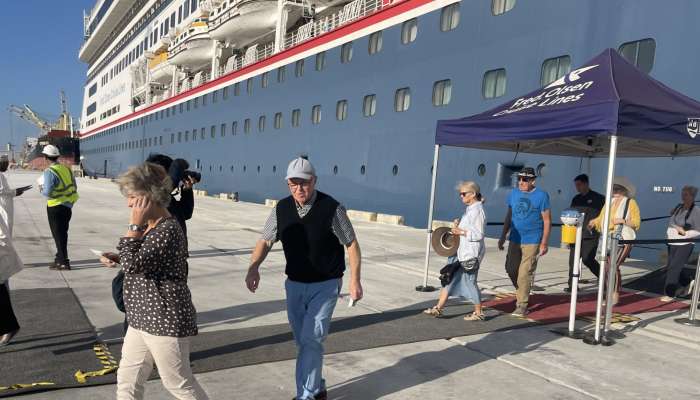 Cruise ship docks at Salalah Port