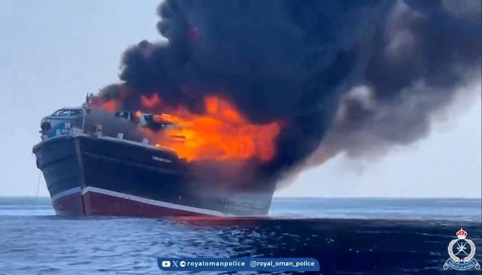 Ship with 11 Indian passengers onboard catches fire
