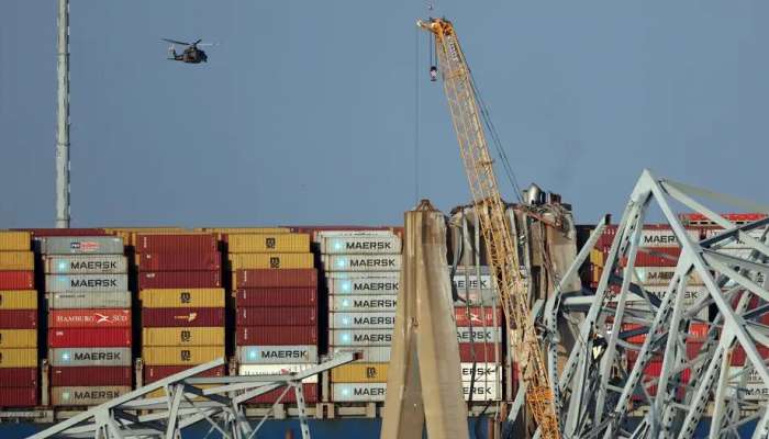 Baltimore bridge collapse: Huge crane arrives for cleanup