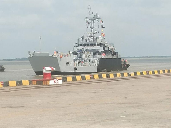 Indian ships Saryu, LCU58 dock at Yangon port in Myanmar