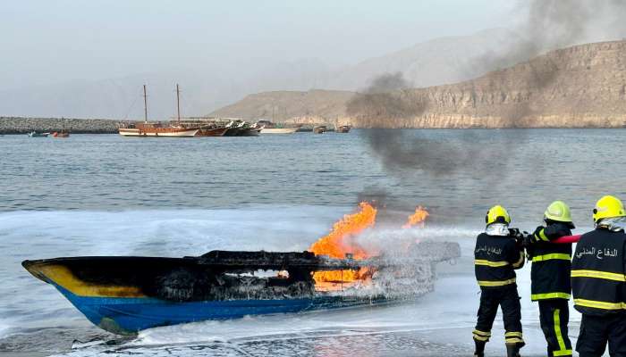 Boat catches fire in Musandam