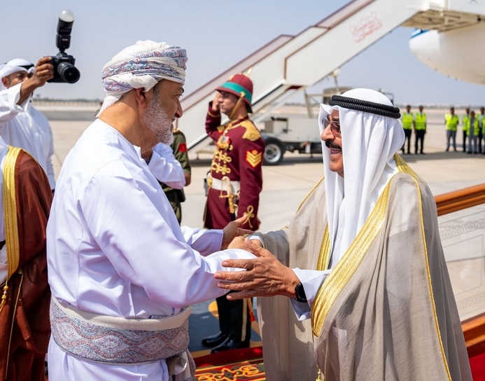 HM receives Kuwait Emir at airport